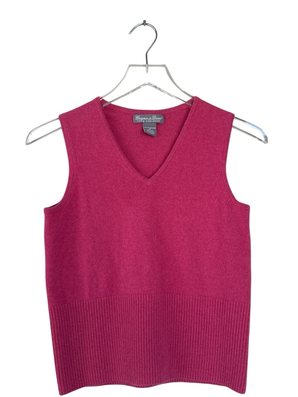 Grayson & Dunn 100% Cashmere V-Neck Sweater Vest Pink Size S